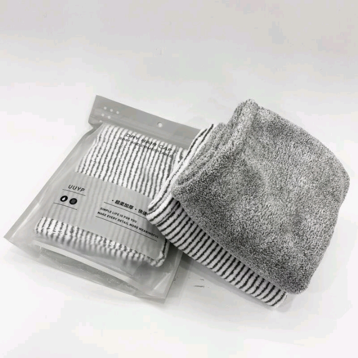 New striped bamboo charcoal shampoo towel absorbent dry cap