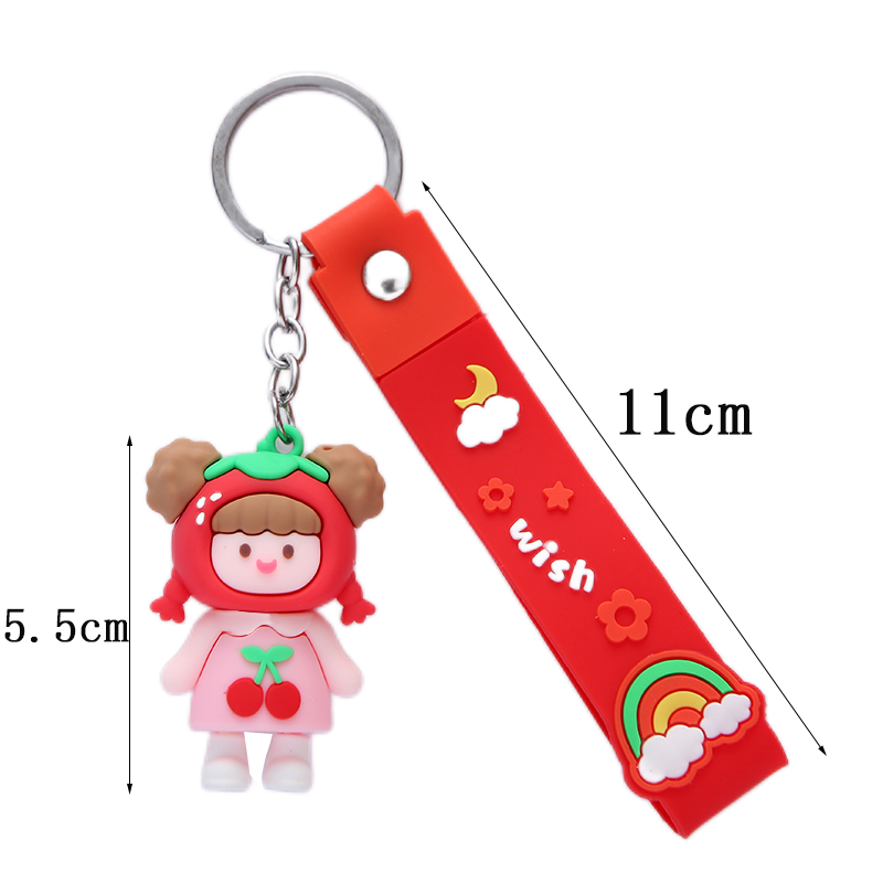Three-Dimensional Character Key Chain Soft Glue Braid Girl Key Chain Drop Glue Doll Cute Couple Pendant Yiwu Small Commodity Wholesale Item Picture