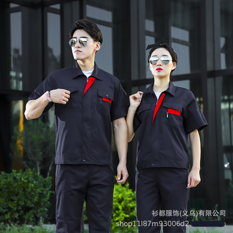 Summer half sleeve landscaping work clothes set men short sleeve tooling sanitation property cleaning labor protection clothing summer Specification drawing