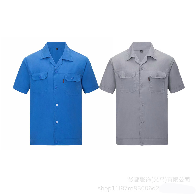 Spot wholesale summer pure color short-sleeved work clothes set male construction site enterprise wear-resistant labor protection clothing tooling jacket Application Scenario