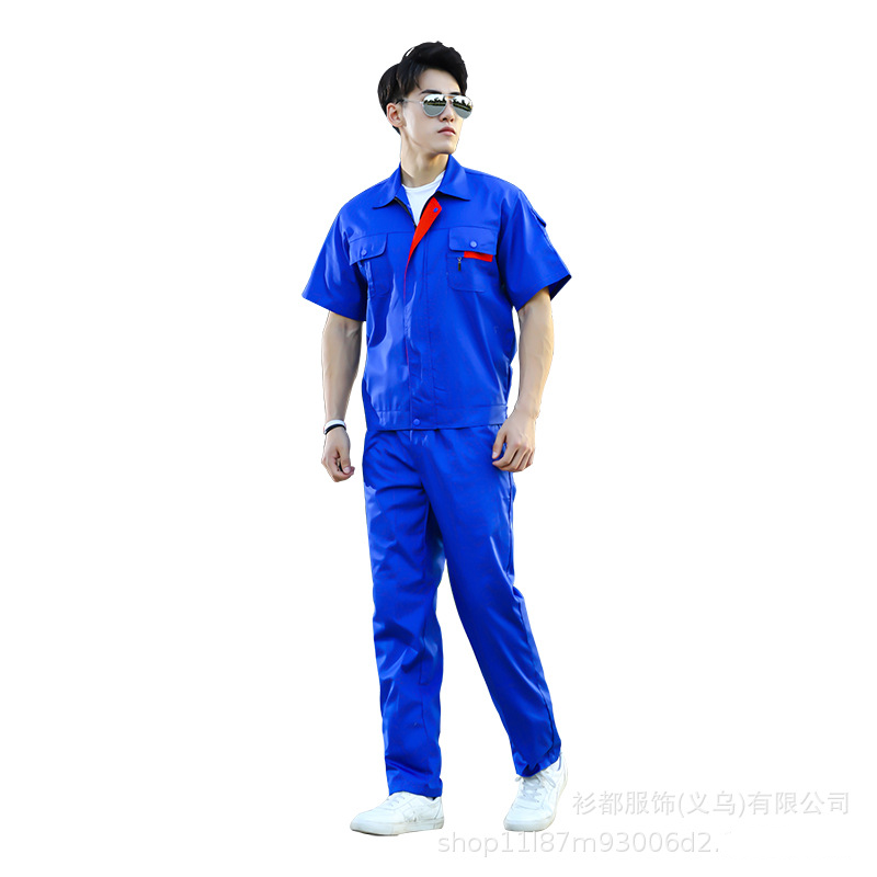 Summer half sleeve landscaping work clothes set men short sleeve tooling sanitation property cleaning labor protection clothing summer Item Picture