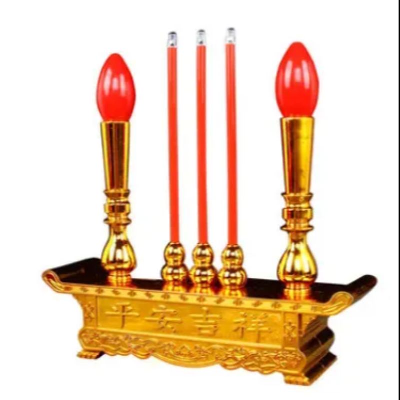 Quemador de incienso electrónico led para el sacrificio frente a buda velas de incienso eléctrico lámpara de culto enchufe velas de incienso electrónico estilo de batería inicio Application Scenario