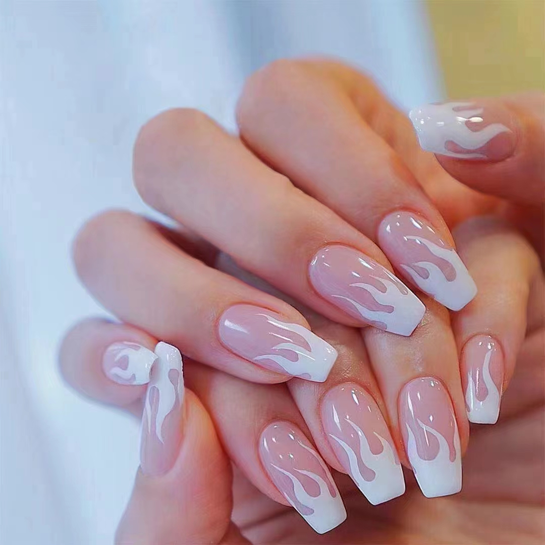 Box Of 24 Pieces + Jelly Glue Pure Hand-Made Removable Patch Finished Ins Wind Fake Nail Short Flat Nail Wear Nail Manicure