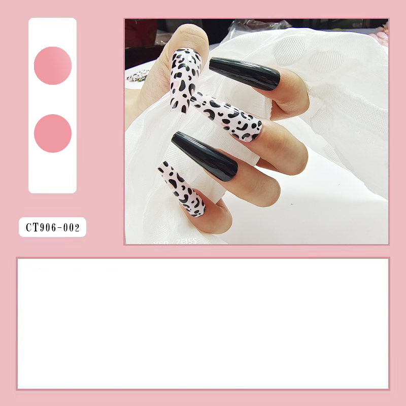 Net Red The Same Long T Pure Manual Removable Patch Leopard Print Fake Nail Short Flat Nail Wear Nail Nail