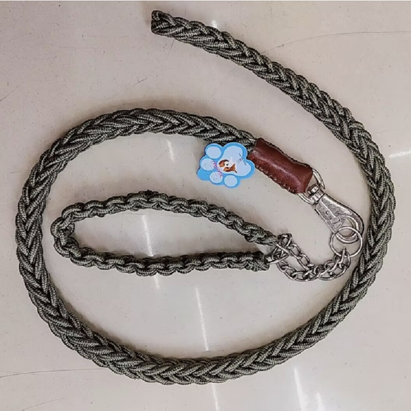Xinan XX品牌军绿八股麻花宠物牵引绳+项圈 中大型犬适用结实耐用宠物用品套装 狗狗牵引详情3