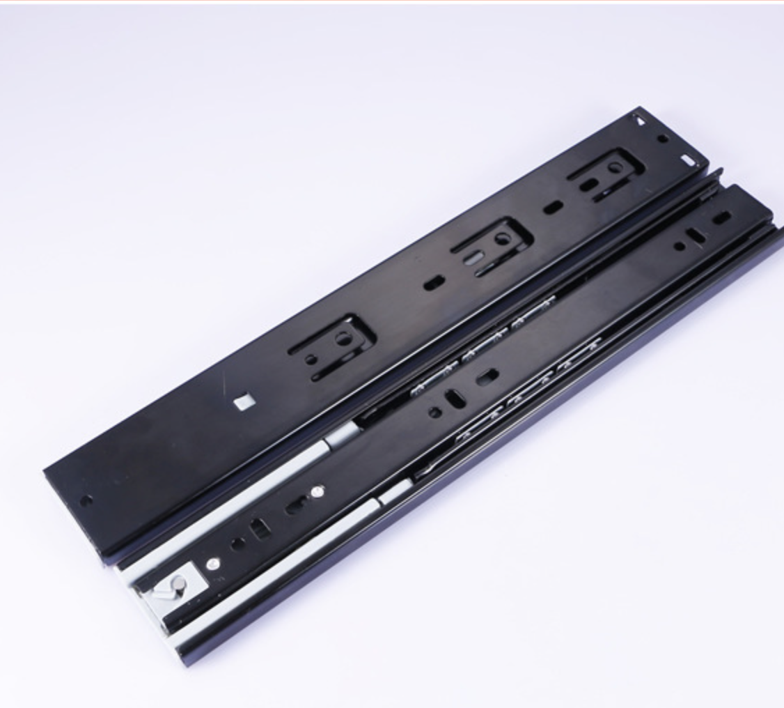 Three-section damping buffer slide Black silent ball guide three-fold steel ball slide Furniture hardware slide 4512