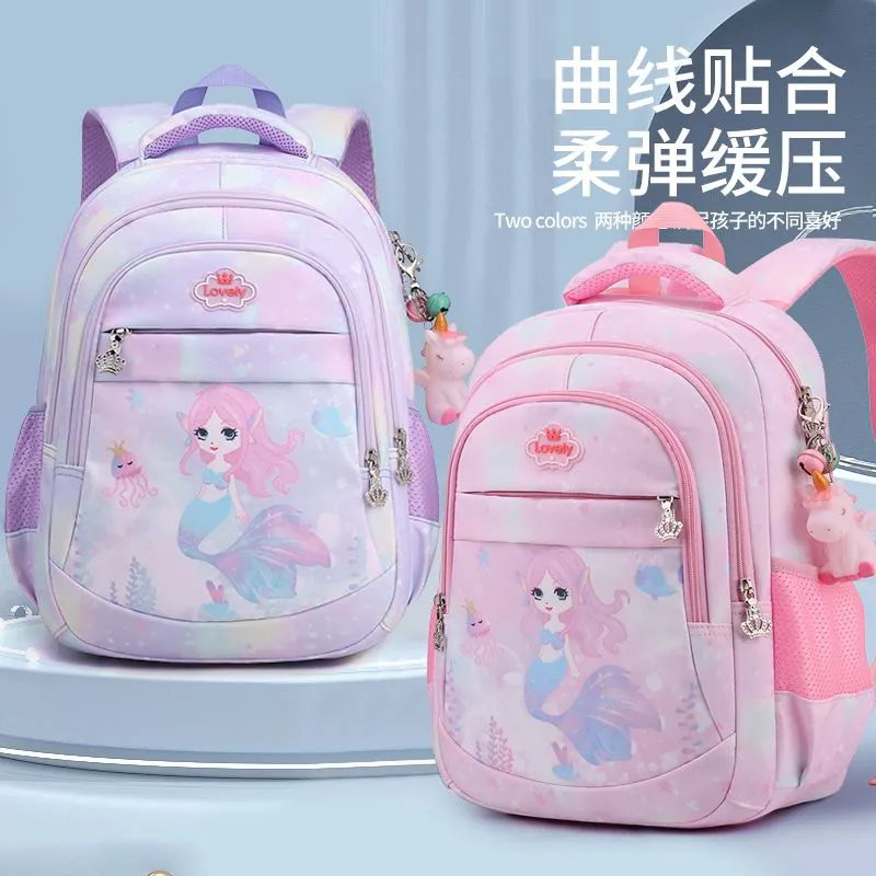 Schoolbag for primary school girls kindergarten mermaid girls for grades one to three lightweight chiropractic children cute backpack large capacity