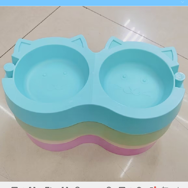 Cat ear pet feeder Cat and dog drinking water feeding Double bowl pet supplies Pet bowl