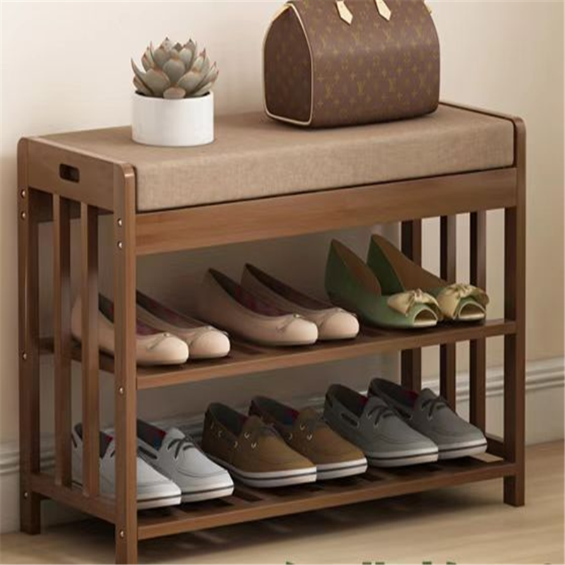 Shoe-changing stool, simple entrance, dormitory shoe rack, storage wonder, indoor beauty, solid wood staircase, corridor, foyer, shoe cabinet details Picture
