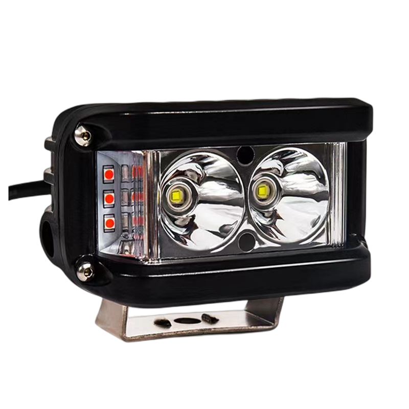 Car LED spotlights, 38W work lights, 3-sided red and blue flashing warning lights, super bright model Item Picture