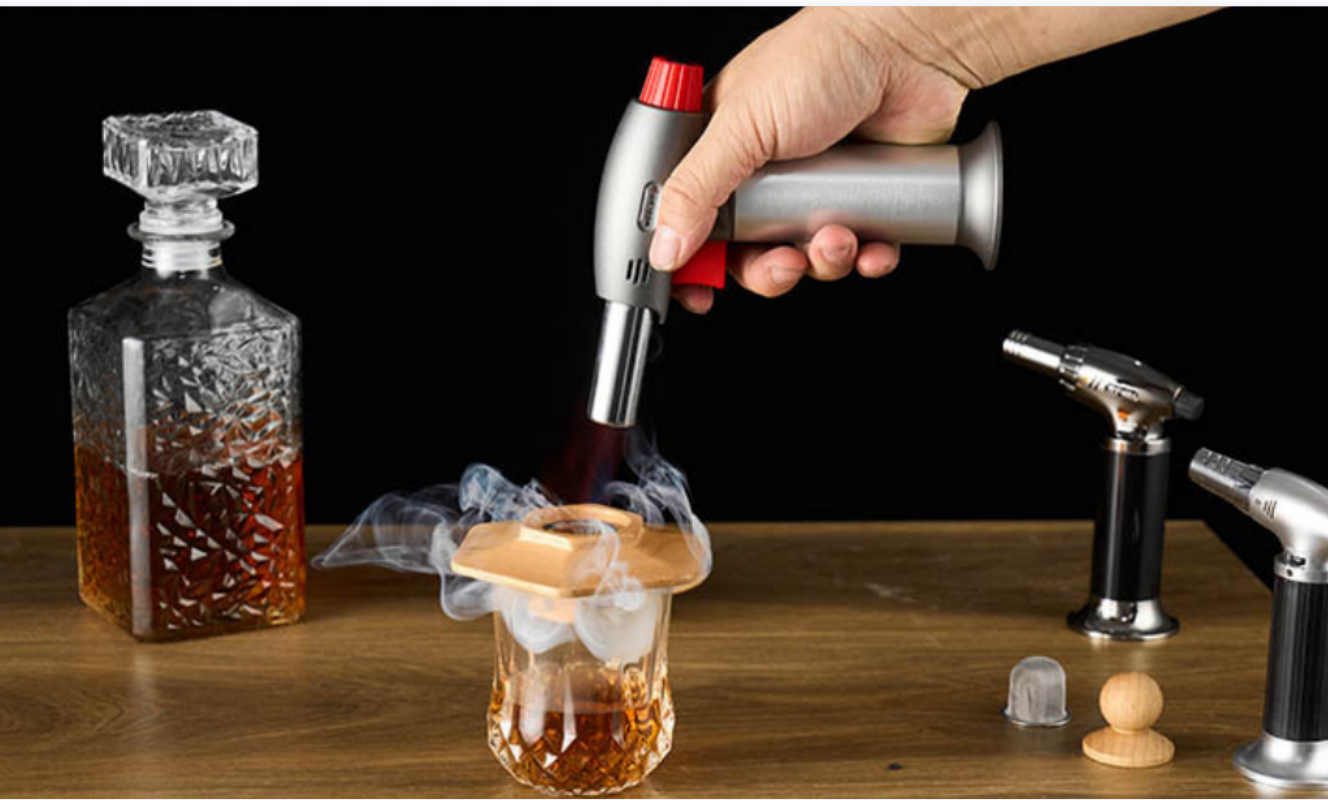 Different flavors of sawdust Ice Stone Whiskey cocktail wood smoker