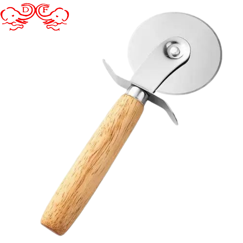 DF68744 Pizza hob Wooden handle pizza cutter Single-wheel pizza hob Medium pie knife Kitchen gadgets Pancake wheel knife DF TRADING HOUSE