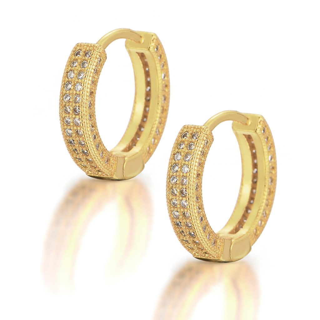 Cross-border hot selling hip hop earrings Hoop type earrings micro-studded with zircon earrings Bling hip hop earrings for men and women full figure