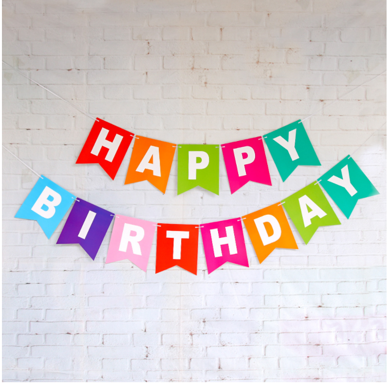 婚庆拉花派对拉旗生日拉旗鱼尾旗happybirthday惊喜派对布置装饰详情5