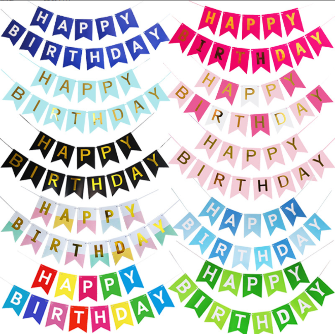 婚庆拉花派对拉旗生日拉旗鱼尾旗happybirthday惊喜派对布置装饰详情2
