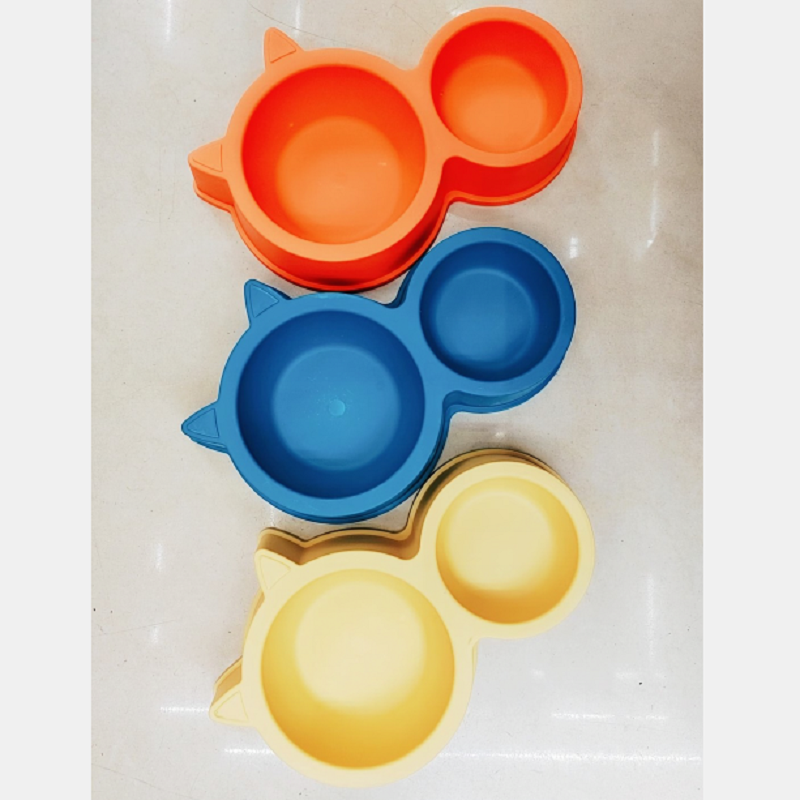 Pet food set cat dog feeding basin cat shaped double bowl full figure