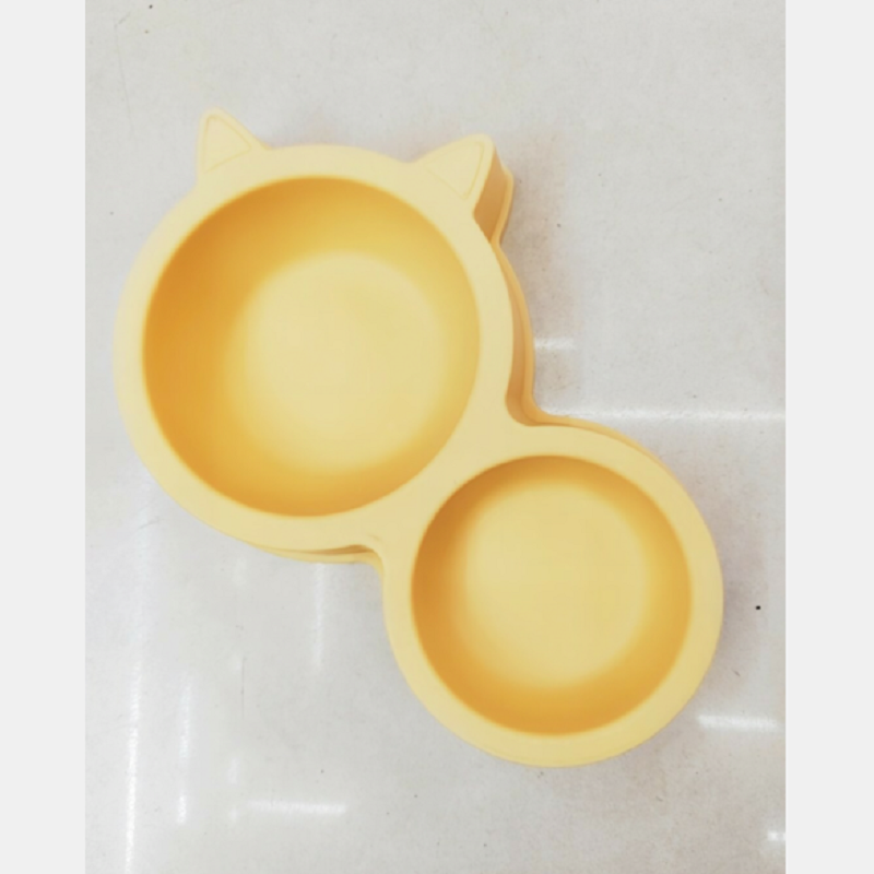 Pet food set cat dog feeding basin cat shaped double bowl Specification drawing