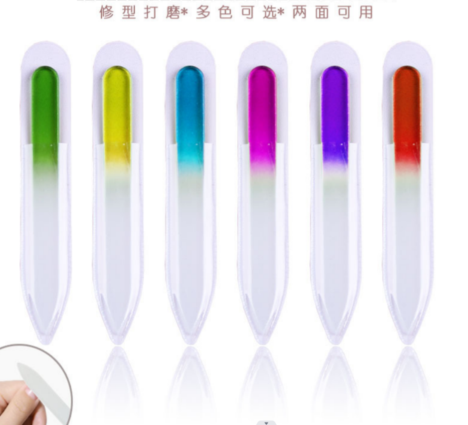 Monochrome crystal glass nail file gradient nail file trimming tool Glass grinding tool