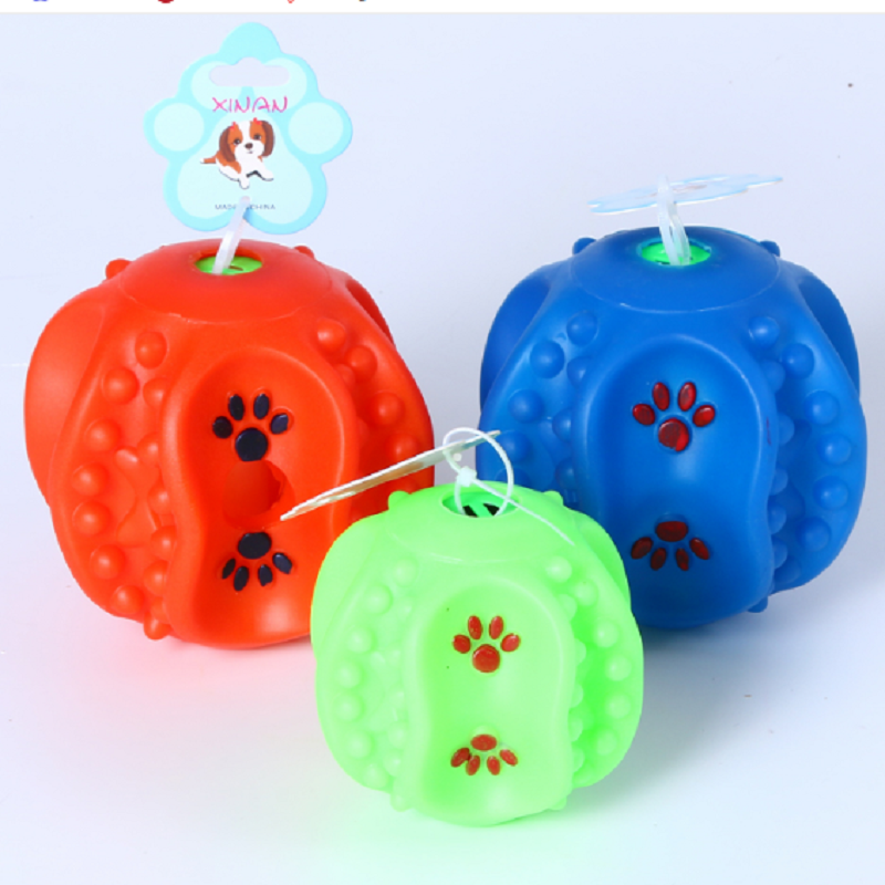 New pet toy food leak ball, curved spherical, making strange noises, food leak ball, colorful dog teething dog toy full figure