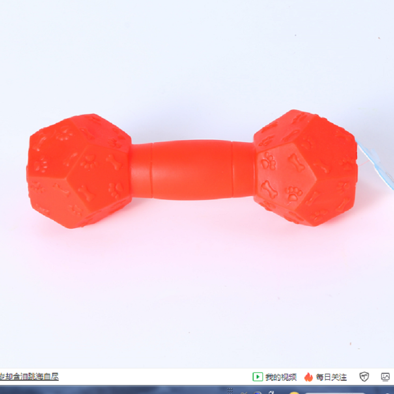 A cute and interactive toy in the shape of a dumbbell for dog teeth grinding and cleaning, a pet teething stick, and a multi-purpose chewing toy details Picture