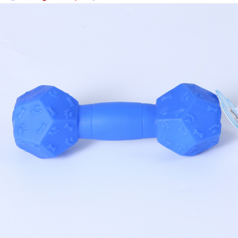 A cute and interactive toy in the shape of a dumbbell for dog teeth grinding and cleaning, a pet teething stick, and a multi-purpose chewing toy Application Scenario