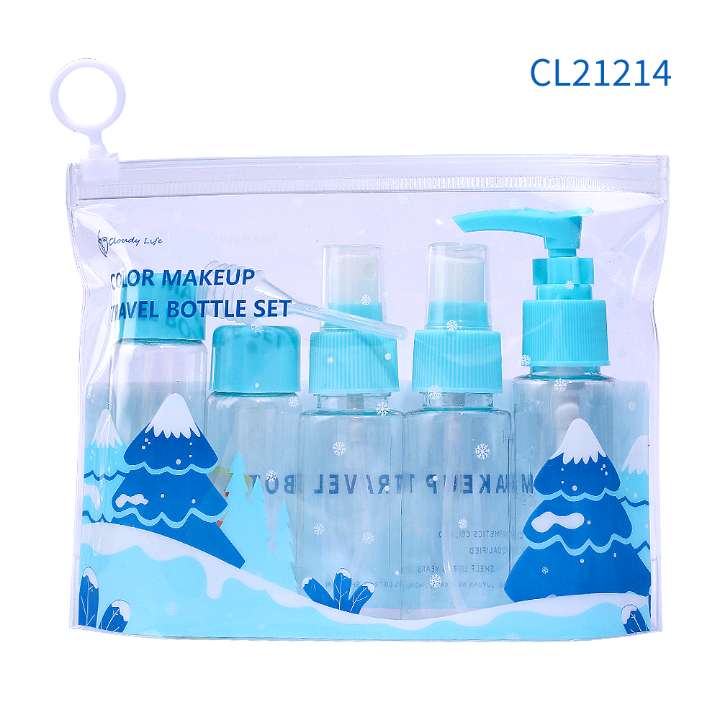 Portable travel Dispenser 7-piece shampoo set Skincare sample Dispenser bottle Round cap spray bottle