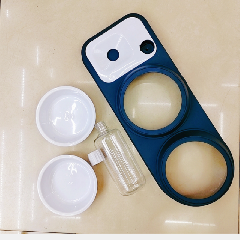 厂家直销宠物喂食碗 双碗护颈饮水喂食两用盆 （2个PP碗+水瓶+彩盒）详情2