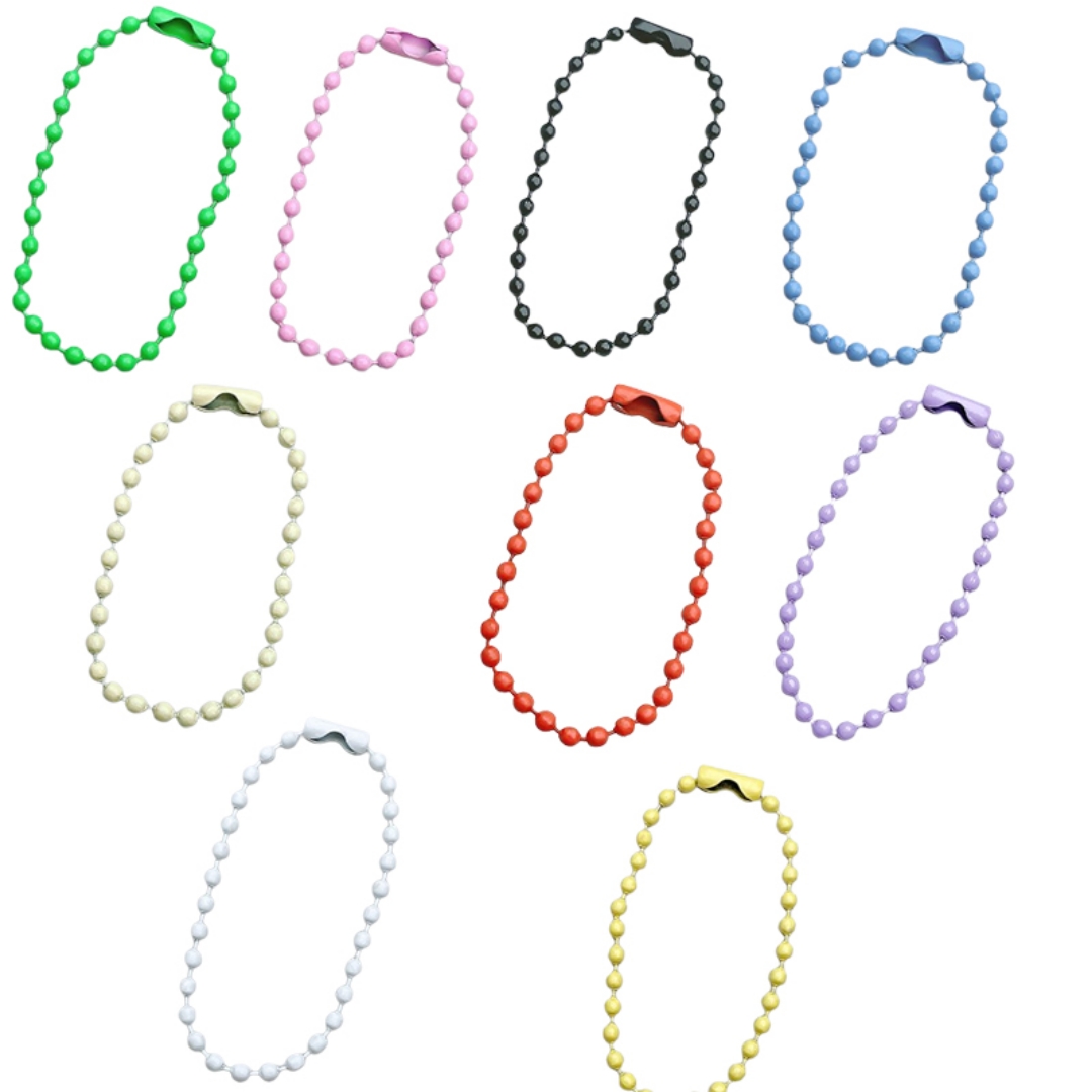 10Cm Paint Beaded Chain Tag Keychain Plush Pendant Connected Wave Beaded Chain Color Pendant Diy Material Wholesale