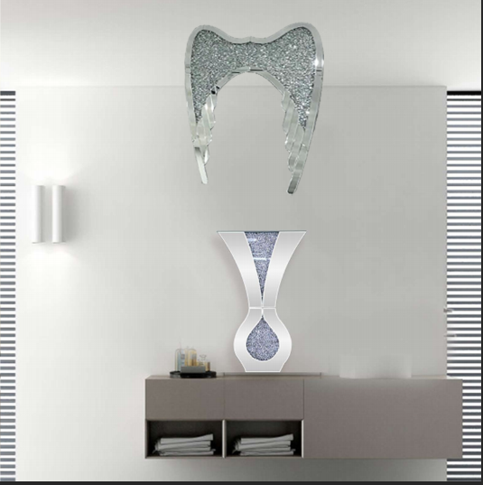 2023 Shining Silver Diamond Angel Wings Roman Wall Hangings Specification drawing