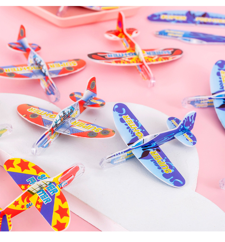 儿童手抛小飞机玩具迷你卡通模型机幼儿园DIY彩色泡沫机地摊玩具详情10