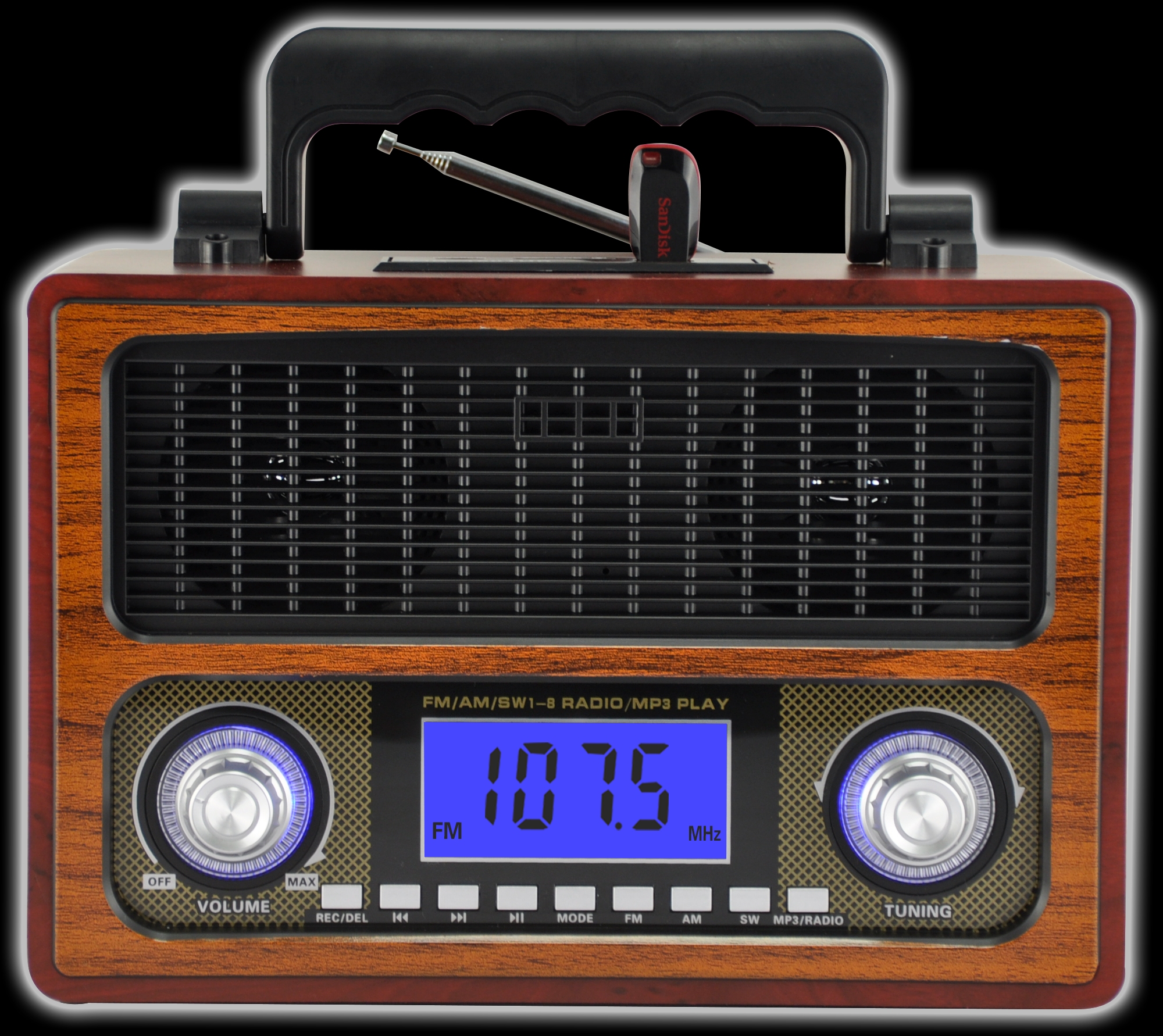 Multi-Function Rechargeable Retro Radio, Beautiful Shape, Exported Overseas Specification drawing