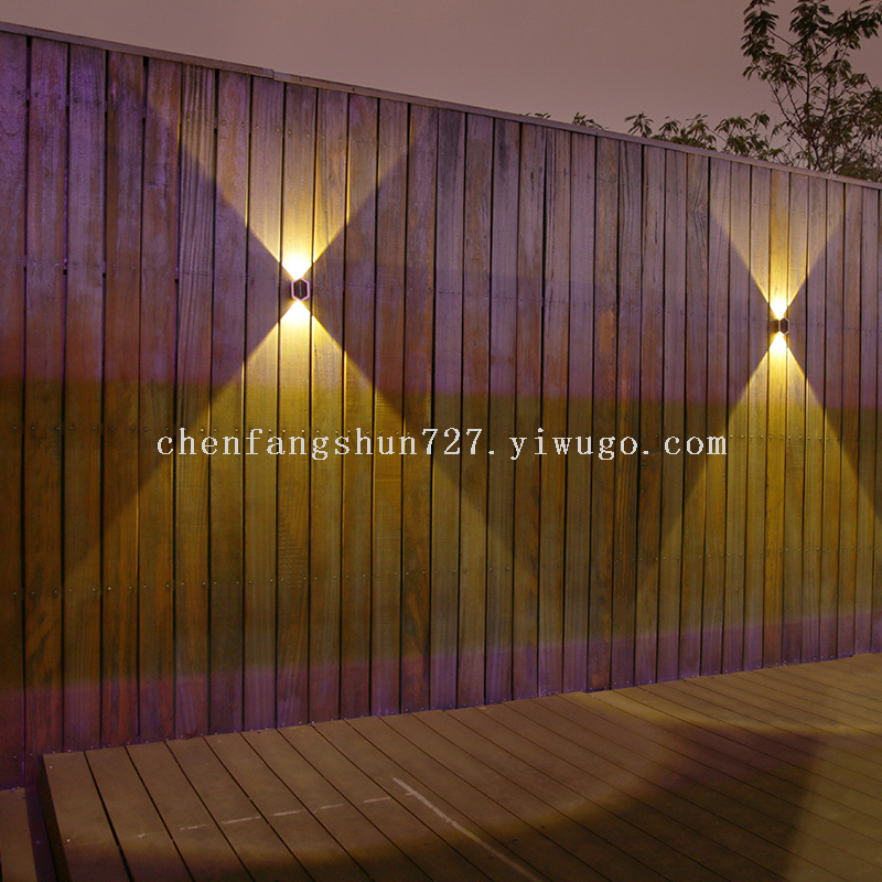 太阳能户外灯双模式壁灯上下射灯阳台庭院灯别墅防水双头洗墙灯