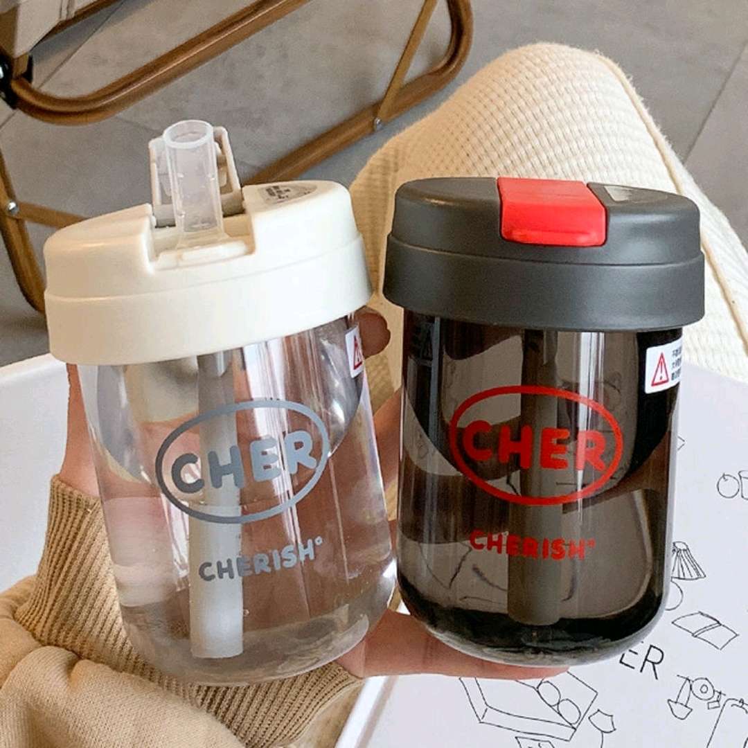 吸管杯网红韩版塑料杯带盖耐高温高颜值学生迷你防摔简约杯子ins