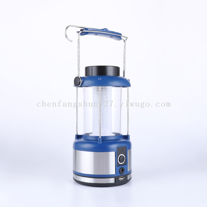 A silver spray-painted 3-watt solar panel with 36 leds and a USB interface, multi-functional camping lamp that can charge mobile phones Item Picture