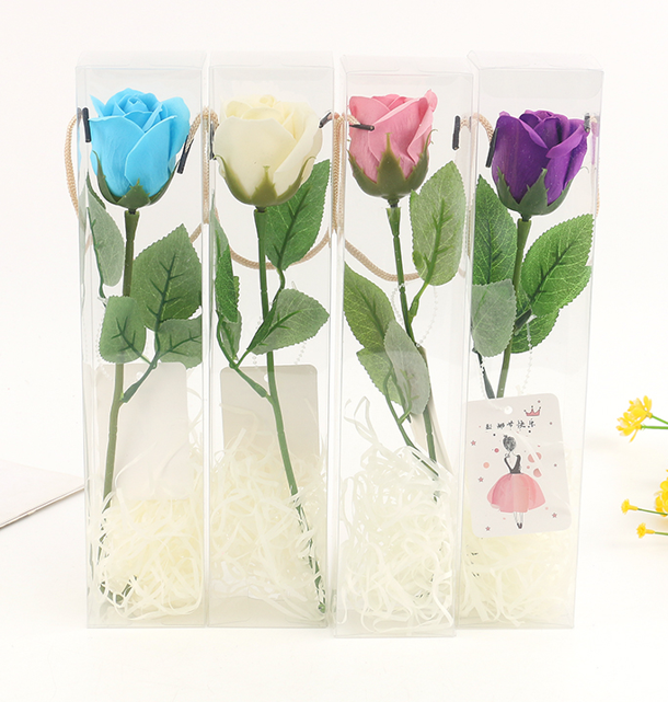 Transparent box single rose soap flower simulation flower gift for Teachers' Day and Valentine's Day details Picture