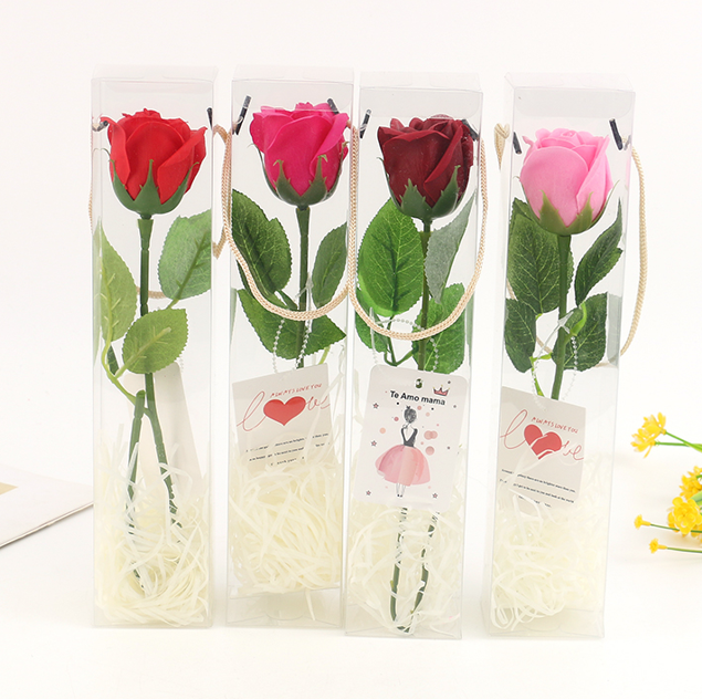 Transparent box single rose soap flower simulation flower gift for Teachers' Day and Valentine's Day
