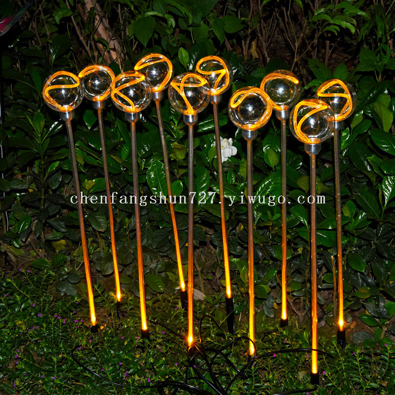 侧光纤透明圆球地插灯芦苇灯户外庭院装饰彩灯防水美陈亮化草坪灯