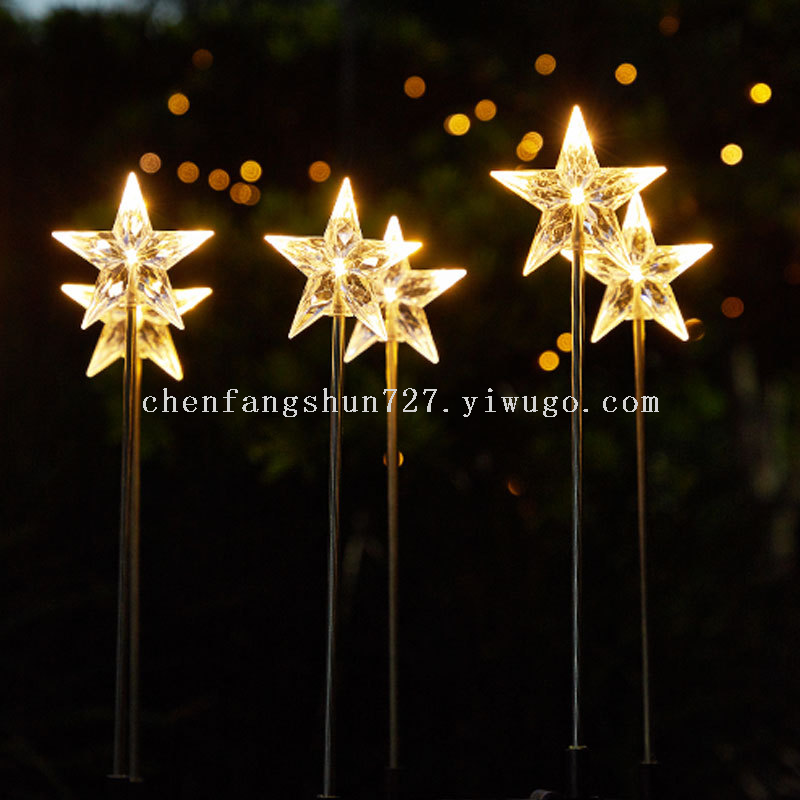 Wholesale customized solar lamps for courtyard, garden, balcony decoration, atmosphere, outdoor waterproof ground insertion, five-pointed star lawn lamps Specification image