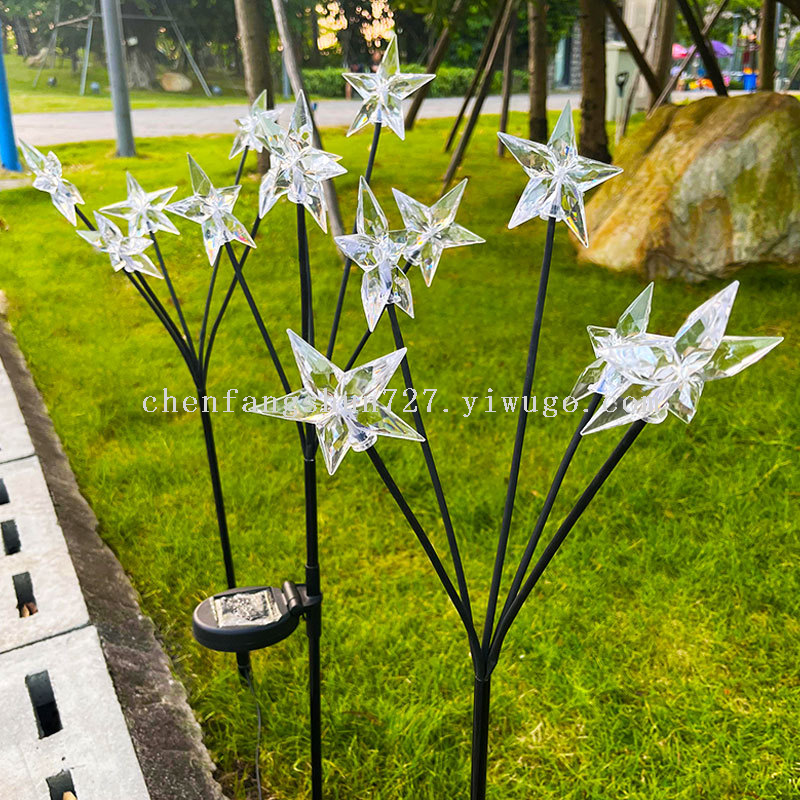 Wholesale customized solar lamps for courtyard, garden, balcony decoration, atmosphere, outdoor waterproof ground insertion, five-pointed star lawn lamps Item Picture