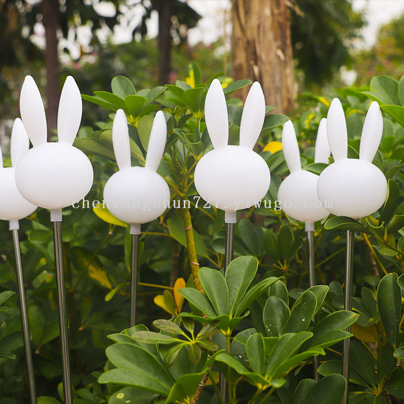 Rabbit animal-shaped reed lamp, outdoor landscape lamp, cute little white rabbit shaped lamp, beautiful Chen rabbit ear insert lamp Application Scenario