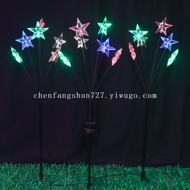 Wholesale customized solar lamps for courtyard, garden, balcony decoration, atmosphere, outdoor waterproof ground insertion, five-pointed star lawn lamps details Picture