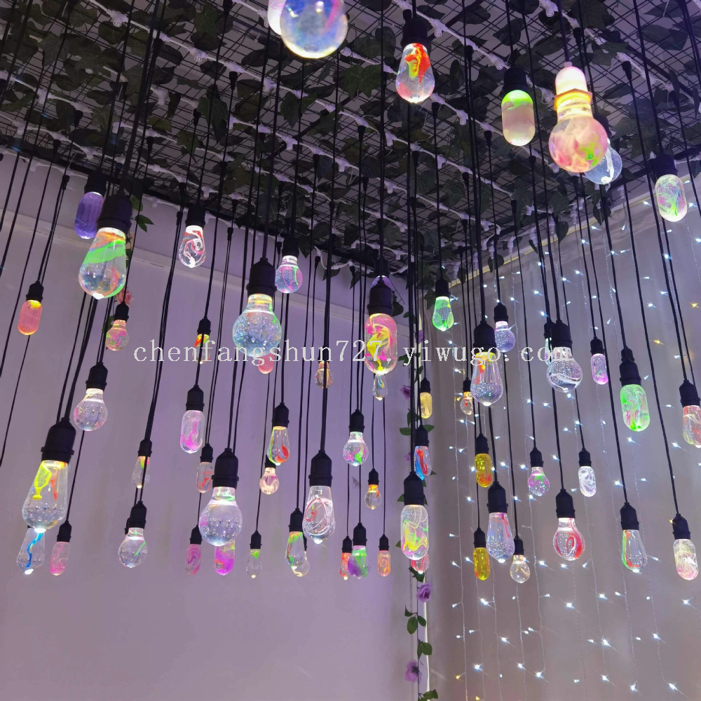 led seven-color glazed amber lamp, wishing bottle, tree lighting decorative lamp, outdoor waterproof, popular hanging tree chandelier