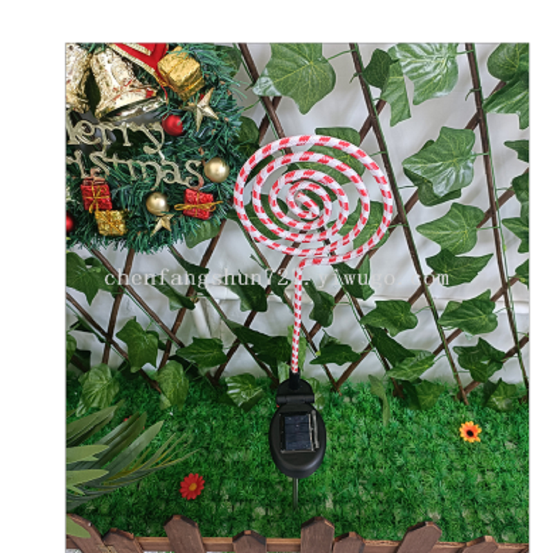 New solar-powered candy lights, outdoor LED Christmas ground plug lawn lights, lollipop-like lights, and holiday decorative lights details Picture