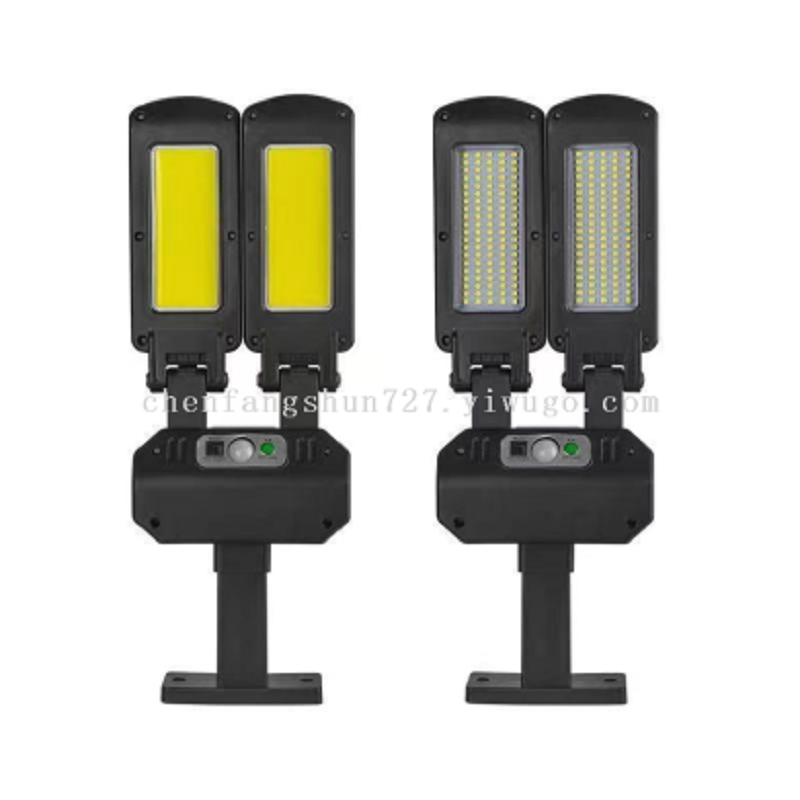 跨境新款双头太阳能小路灯家用防水LED庭院灯壁灯户外人体感应灯