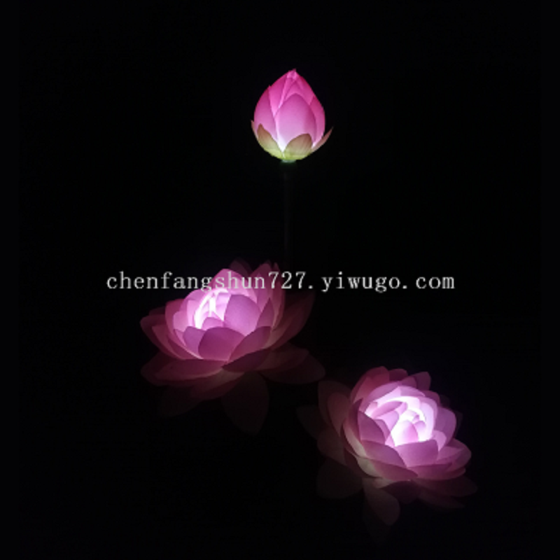 Three solar-powered lotus lamps, LED solar lotus lamps, lawn ground insertion lamps, simulated flower lamps and pole lamps Item Picture