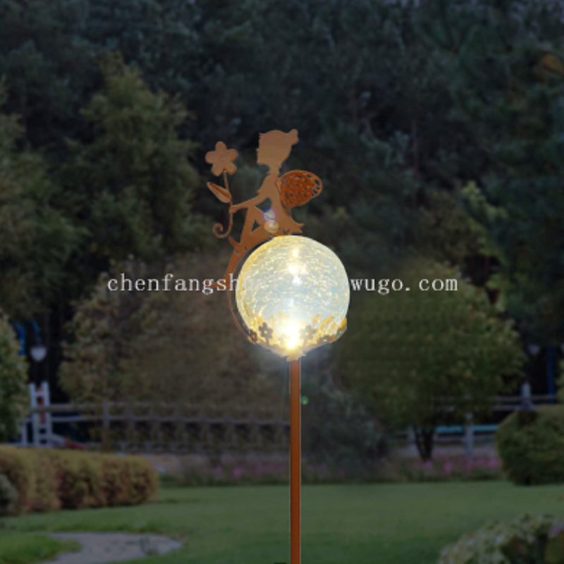 太阳能装饰灯花园铁件花仙子带玻璃球太阳能草坪灯