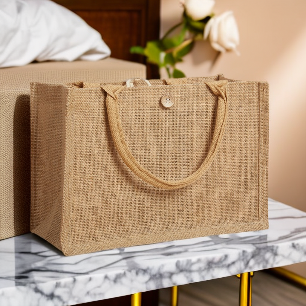 Custom linen bag hand-held jute bag cotton shopping bag hand-painted linen gift bag retro burlap bag