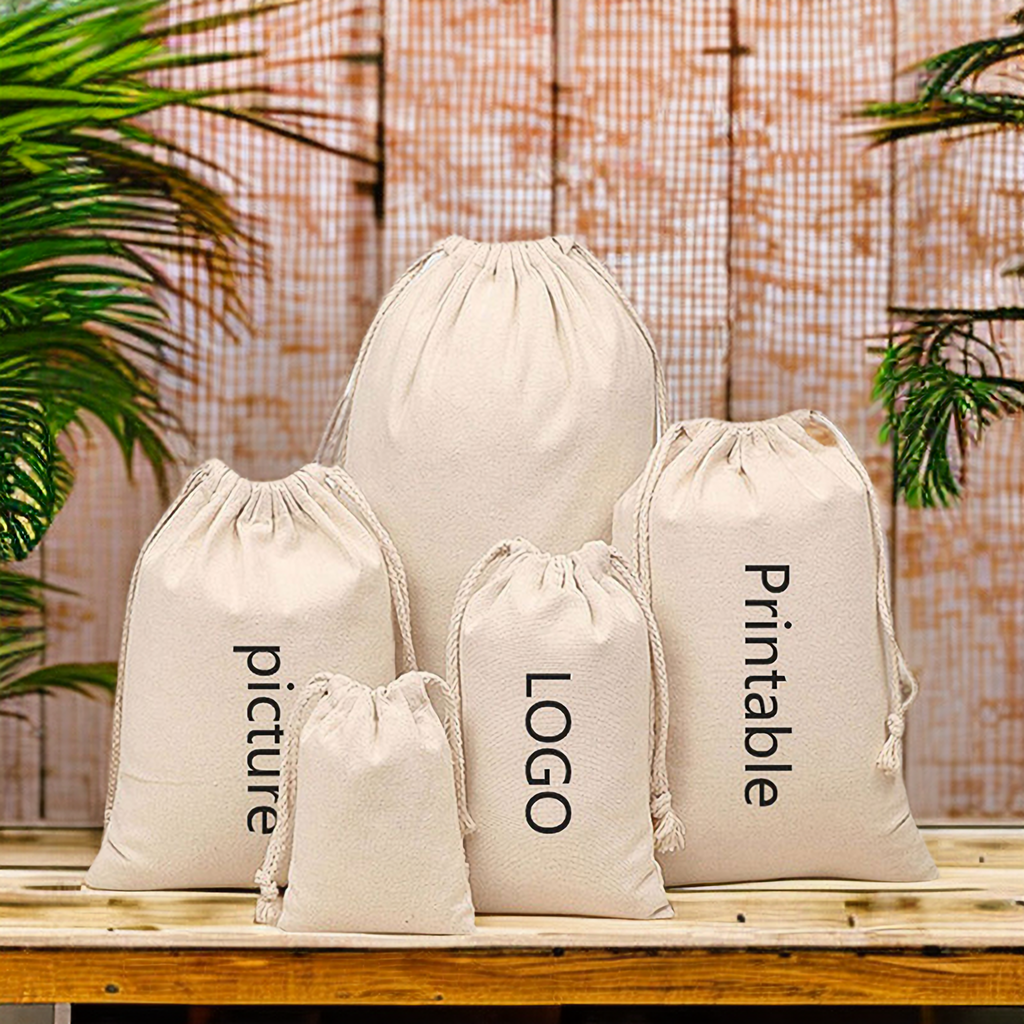 Spot general canvas bundle pocket flannelette cotton bag simple cloth bag fashion drawstring bag creative logo thumbnail