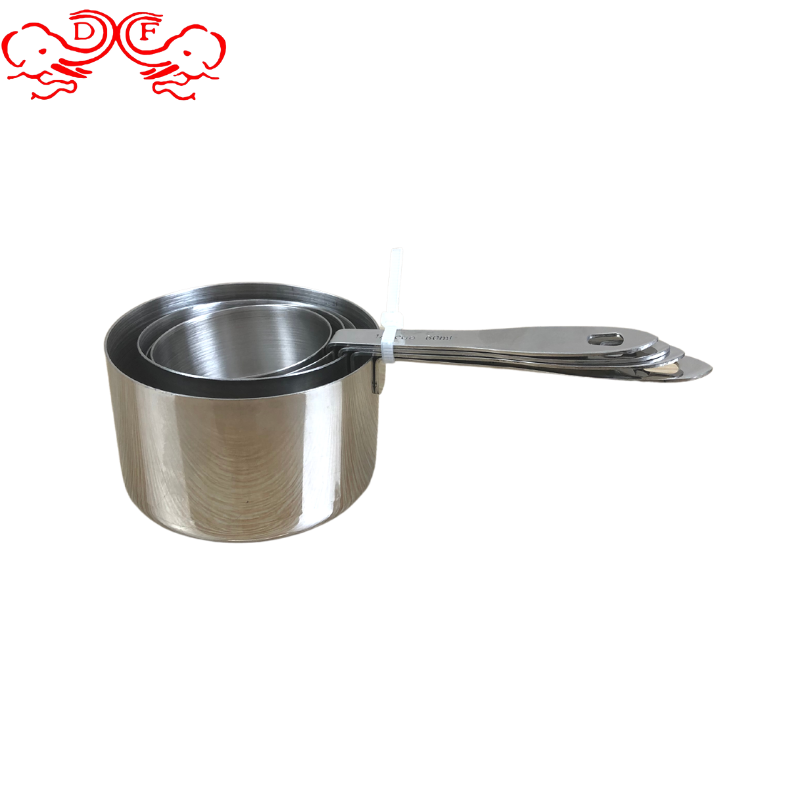 DF99029 Non-magnetic measuring cup Four-piece set Kitchen baking graduated Cup Measuring spoon set Stainless steel measuring spoon for hotel use DF Trading House details Picture