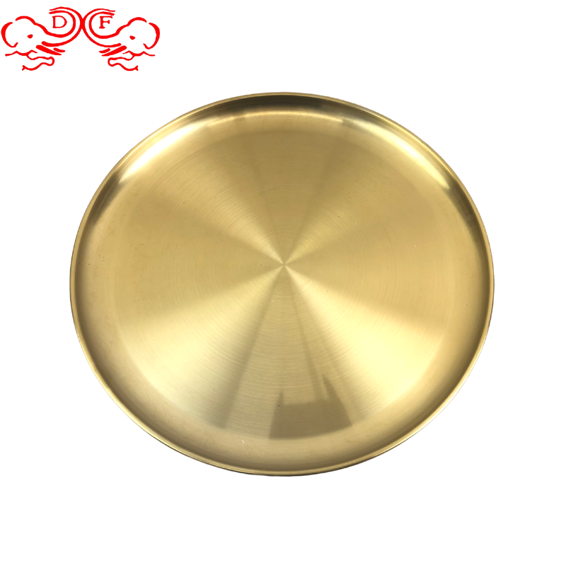 DF99029 Korean barbecue plate Sanding disc Stainless steel plate Color gold Restaurant Kitchen Hotel supplies DF Trading House